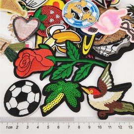 Libiline 20/50/100pcs Random Assorted Styles Embroidered Patch Sew On/Iron On Patch Applique Clothes Dress Plant Hat Jeans Sewing Flowers Applique DIY Accessory (Assorted-Style 5) (20)