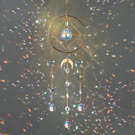 HDCRYSTALGIFTS Sun Catchers with Crystals - Rainbow Maker Crystal Prisms Suncatcher for Window Hanging Crystal Sun Catchers for Home Indoor Garden Decoration