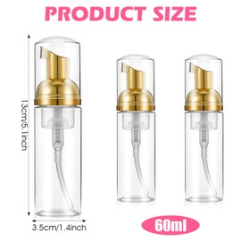 3 Pcs Foam Pump Bottle, Portable 60ml / 2 oz Travel Size Pump Bottle, Empty Refillable Plastic Mousse Foam Soap Dispenser Pumps for Hand Soap, Shampoo, Lash Cleanser Skin Care