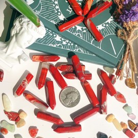 10PCS Red Jasper Natural Healing Crystals Stones Sets Polished Tumbled Pocket Gemstones Bulk Hexagonal Points Reiki Energy Balancing Chakra Meditation Therapy Gift