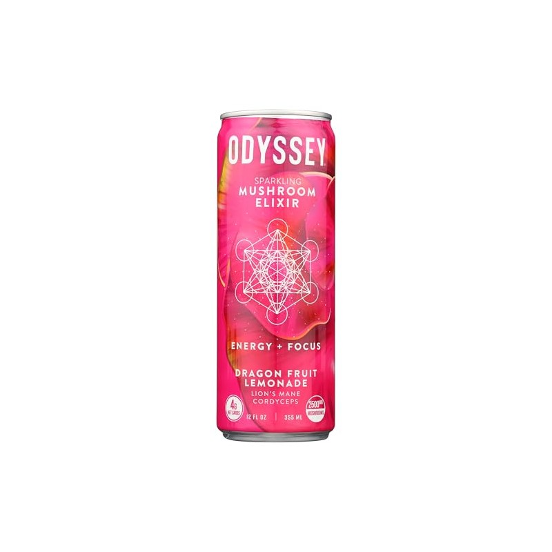 Odyssey Mushroom Elixir Dragon Fruit Lemonade Sparkling Mushroom Elixir, 12