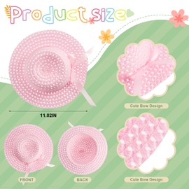 Zhanmai 6 Pcs Girls Tea Party Hats Accessories Set Kids Tea Party Bonnets Hats and Gloves Purses for Girls Dress up Favors(Pink, White,Exquisite Style)