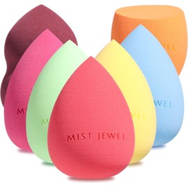 MIST JEWEL Esponjas maquillaje de gota, biselada y plana 7 piezas Beauty blender sponges - Aplica polvos, cremas, sombras o makeup corrector varios colores