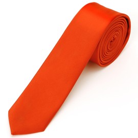 Landisun Orange Tie Men Women Solid Skinny Ties Slim Ties Satin Tie-Orange