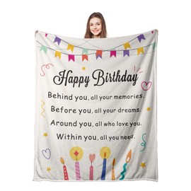 Birthday Gifts for Women,Throw Blanket,15th 16th 18th 21st 30th Birthday Gifts for Her, Happy Birthday Gift Ideas for Best Friend Bestie Mom Grandma Sister Girls, Birthday Decorations, Soft Blanket