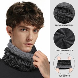 PAZOFA Neck Warmer, Men's, Women's, Snood, Neck Guard, Fleece-Lined, Fluffy, Winter, Skiing, Camping, Stylish, Graduated Colors, Unisex, 15 Colors, 15. black