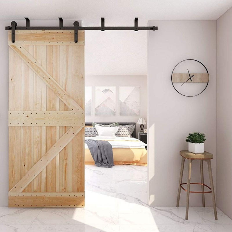 CCJH 4FT Ceiling Mount Bracket Sliding Barn Door Hardware Kit