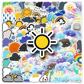 Cute Weather Stickers 100 Pack Laptop Stickers,Funny Weather Vinyl Waterproof Decals for Water Bottles Skateboard Scrapbook Bike Computer,Phone,-Graffiti Decals Pack for Teens Girls Kids
