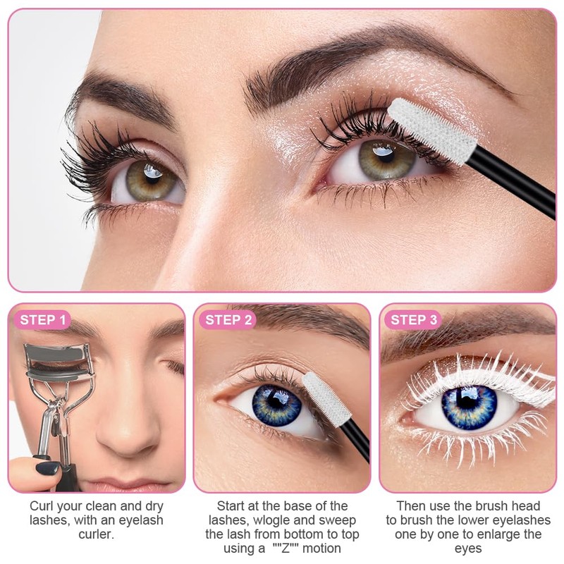5D Silk Fiber Eyelash Mascara, White Volume Mascara with Soft