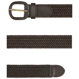 Streeze 30mm Mens Stretch Belt in 6 Sizes Elastic Fabric Woven Braided Stretch Webbed Belt with Leather Buckle (Large, Brown)