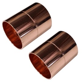 (2 PCS) 2-Inch C X C Copper Couplings Pressure Copper Fitting with Roll Pipe Tube Stop,Sweat Solder Connection End Repair Coupling Copper Fittings for Residential, Commercial