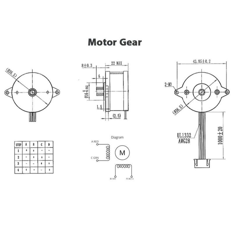 3D Printer Extruder Motor Hardened Steel Reduction Gear 1.8° 1A