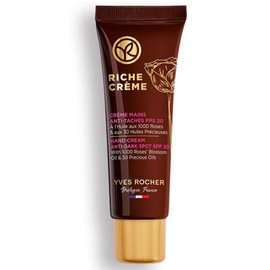 Yves Rocher Riche Crème Crema NUTRITIVA para Manos Antimanchas FPS20 Enriquecida con aceite de 1000 rosas y 30 aceites excepcionales.