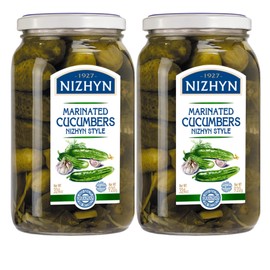Nezhin Marinated Cucumbers, No Preservatives, and Fresh Ingredients 920gr Pack of 2