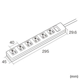 Sanwa Supply TAP-N3625N Power Strip, 3P, 6 Socks, 6.5 ft (2.5 m)