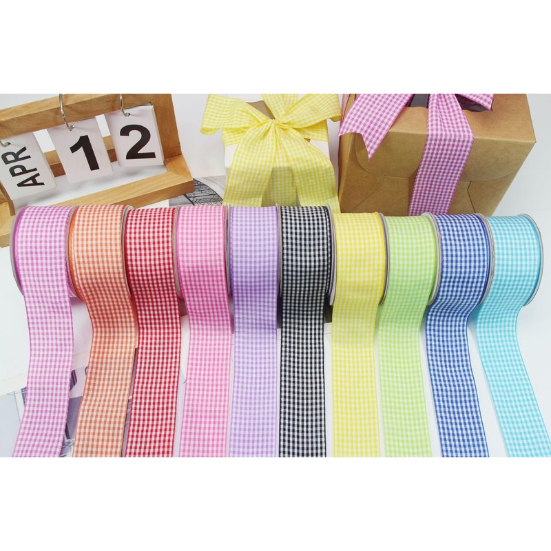 PQZKLDP Pink 1 1/2 inch Plaid Ribbon Roll 1.5inch 20