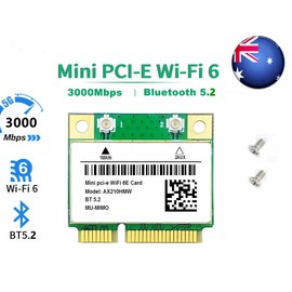 DIGISHUO WiFi 6E 3000Mbps Bluetooth 5.2 AX210HMW for in tel AX210 Wireless Mini PCI-E Card 5400Mbps (2.4GHz 574Mbps, 5GHz 2400Mbps, 6GHz 2400Mbps) Network Card with WiFi Audio Adapter