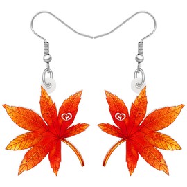 DALANE Acrylic Cute Autumn Maple Leaf Earrings Dangle Drop Autumn Plant Leaves Jewellery for Women Girls Kids Charms Gifts, Acrylic, No Gemstone