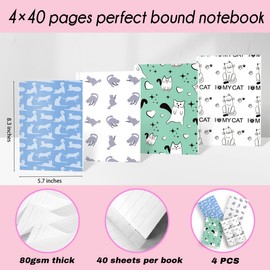 Cat Notebooks for Work, 4 Pcs A5(8.26x5.7inch) College Ruled Notebook Journal for Women, Cute Notepads Lined Journals for Writing, Cute Diary Stationary Cat Lover Gifts 12