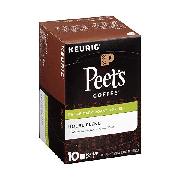 Peet's Coffee K-Cup Decaf House Blend, 10 Count (Pack of 6)