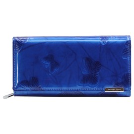 Jennifer Jones - Leather Women's Purse Butterfly Design Large Purse Fashionable Patent Leather RFID Protection, blue