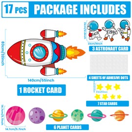 55In Large Outer Space Bulletin Board Set Rocket Ship Cutout Classroom Decorations for Teachers Astronaut Planet Cutouts Galaxy Back to School Supplies Welcome Sign for Preschool Chalkboard Door Decor