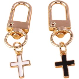 XAM 2PCS Cross Keychain Personality Creative Retro Alloy Drip Pendant Accessories Hanging Ornaments Small Lightweight Delicate Keychain