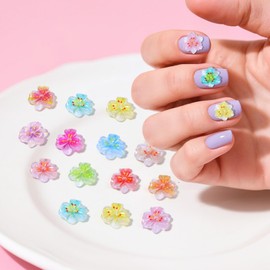 Giantree 100 Stück 3D Blume Nagel Charms, 3D Nail Dekorationen Kunstharz, Niedliche Maniküre Accessoires für Frauen Flower Nail Art Charms für Nagelkunst-Dekorationen Designs DIY-Bastelzubehör