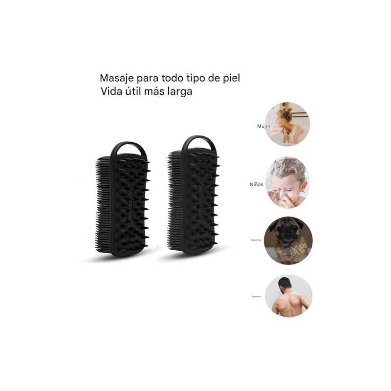 Cepillo Silicona Tres Uno Baño Mango Largo Masaje Espalda Limpieza
