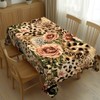 LORCARVIS Leopard Floral Tablecloths Leopard Rose Polyester Rectangle Table Cloth