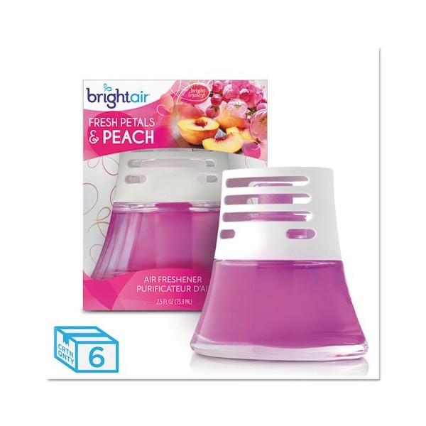 BRIGHT Air BRI900134 Scented Oil Air Freshener Diffuser, Fresh Petals And Peach, Pink, 2.5oz,6/carton