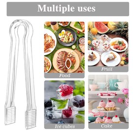 Plastic Serving Tongs, 6 Pcs Clear Kitchen Plastic Tongs, Buffet Plastic Disposable Tongs for Serving for Food Ice Salad Buffet Barbecue Cookies(6.3"/16cm*0.82"/2.1cm,Weighs 0.05Ib/0.02Kg)