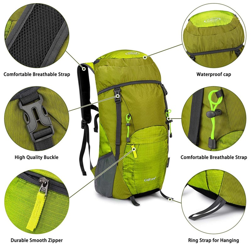 G4Free 40L Lightweight Foldable Hiking Backpack Travel Camping Trekking Daypack
