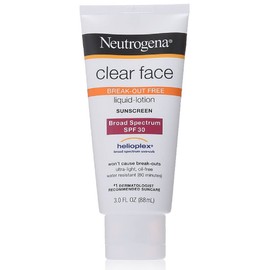 Neutrogena Clear Face Break-Out Free Liquid-Lotion Sunscreen SPF 30 3 oz (Pack of 3)