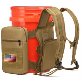 XINTREY Utility Bucket Backpack 6 Gallon Bucket Backpack Strap for Fishing, Hunting, Apple Picking (only Backpack) Brown