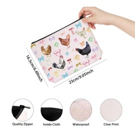 TSOTMO Chicken Gift Coquette Bows And Chicken Makeup Bag Chicken Lover Gift for Women Best Friends (Chicken Bows bag)