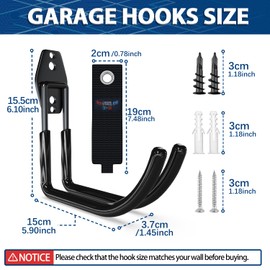 3-H Large Garden Hose Holder Wall Mount 4 Pack,Solid Steel Hose Hanger,Water Hose Holders for Outside,Perfect for Hanging Outdoor Air Hose,Ropes,Pipes,Garden Tools,Ladders,Bikes,Bulk Items(Black)