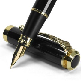 38MM 엑스트라 파인 펜촉 만년필 선물 블랙 메탈 필기 캘리그래피 38MM Extra Fine Nib Fountain Pen Gift Black Metal Writing Calligraphy [Bla Silver]