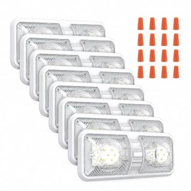 RV LED Interior Lights DC 12V, 1000LM 8W Double Dome Ceiling Light with ON/Off Switch, Camper Light Fixture, 4000-4500K Natural White for RV, Trailer,
