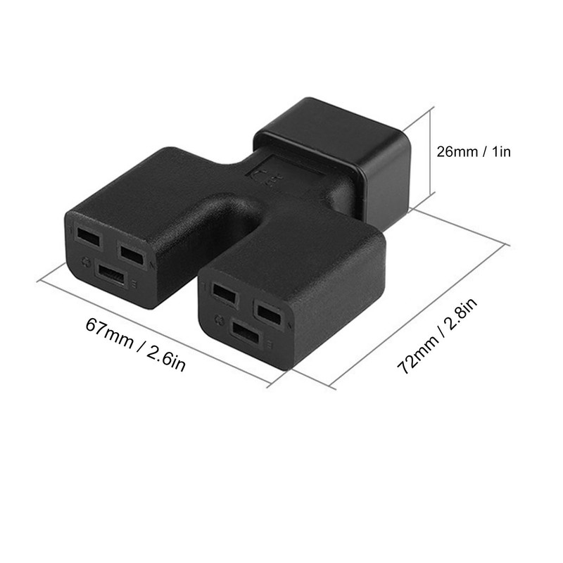 IEC320 C20 to Dual IEC320 C19 Power Adapter IEC320 C20
