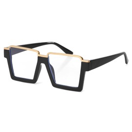 Mirkcittle Oversized Blue Light Blocking Glasses for Women Men Fashion Clear Frame Square Computer Eyeglasses(Black Frame)