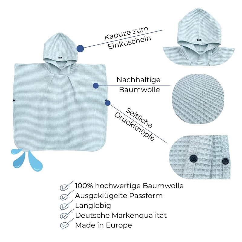 NARDONI Bath Poncho for Kids - Cuddly Cotton Poncho Towel