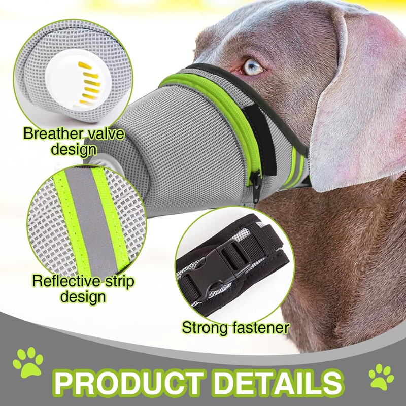 Bettinay Muzzle for Large Dogs, Adjustable L Size Soft Muzzles