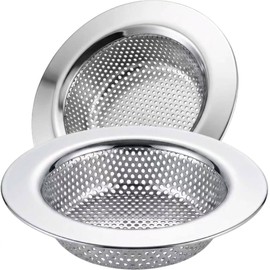 Kitchen Sink Strainer Stainless Steel, LASSHSWA Kitchen Sink Drain Strainer, Sink Strainers for Kitchen Sinks with Large Wide Rim 4.5" Diameter (2 Pack)