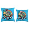 Retro Rainbow Roller Skates Throw Pillow