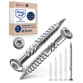 Torx Stainless Steel Patio Screw, Cutting Groove, Oval Head and Shank Ribs, All Screw Lengths, Many Quantities, Partially Threaded Wood Screw, Patio
