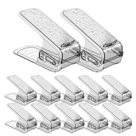 Shoe Slots Organizer, 12 Pack 3 Levels Adjustable Shoe Slots Organizer Space Saving Double Layer Shoe Stackers Shoe Rack Holder Transparent Shoe Organizer Shoe Holder