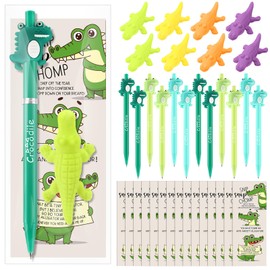 Honoson 12 Sets Inspirational Crocodile Gifts for Students Mechanical Pencils Erasers and Pun Awesome Cards Desk Pets from Teacher for Classroom Party Favors Employee Appreciation Birthday Supplies
