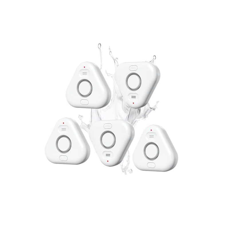 5 Pack Water Leak Detectors - Adjustable Audio Alarm System