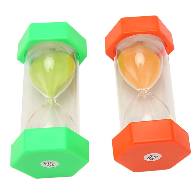 2Pcs Sand Timer 20 Minutes Hexagonal Shape Durable Plastic Widely
